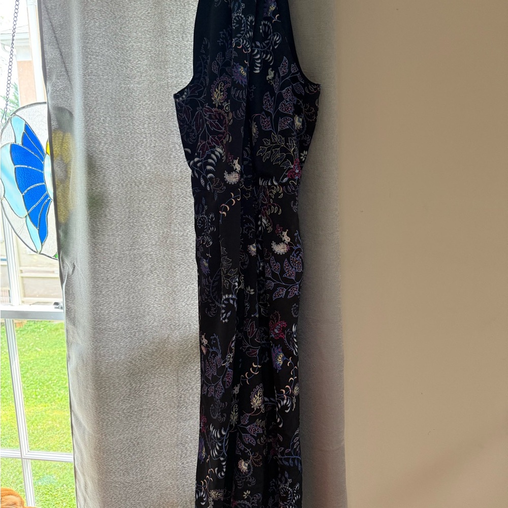 LOFT Black and Blue Floral Jumpsuit